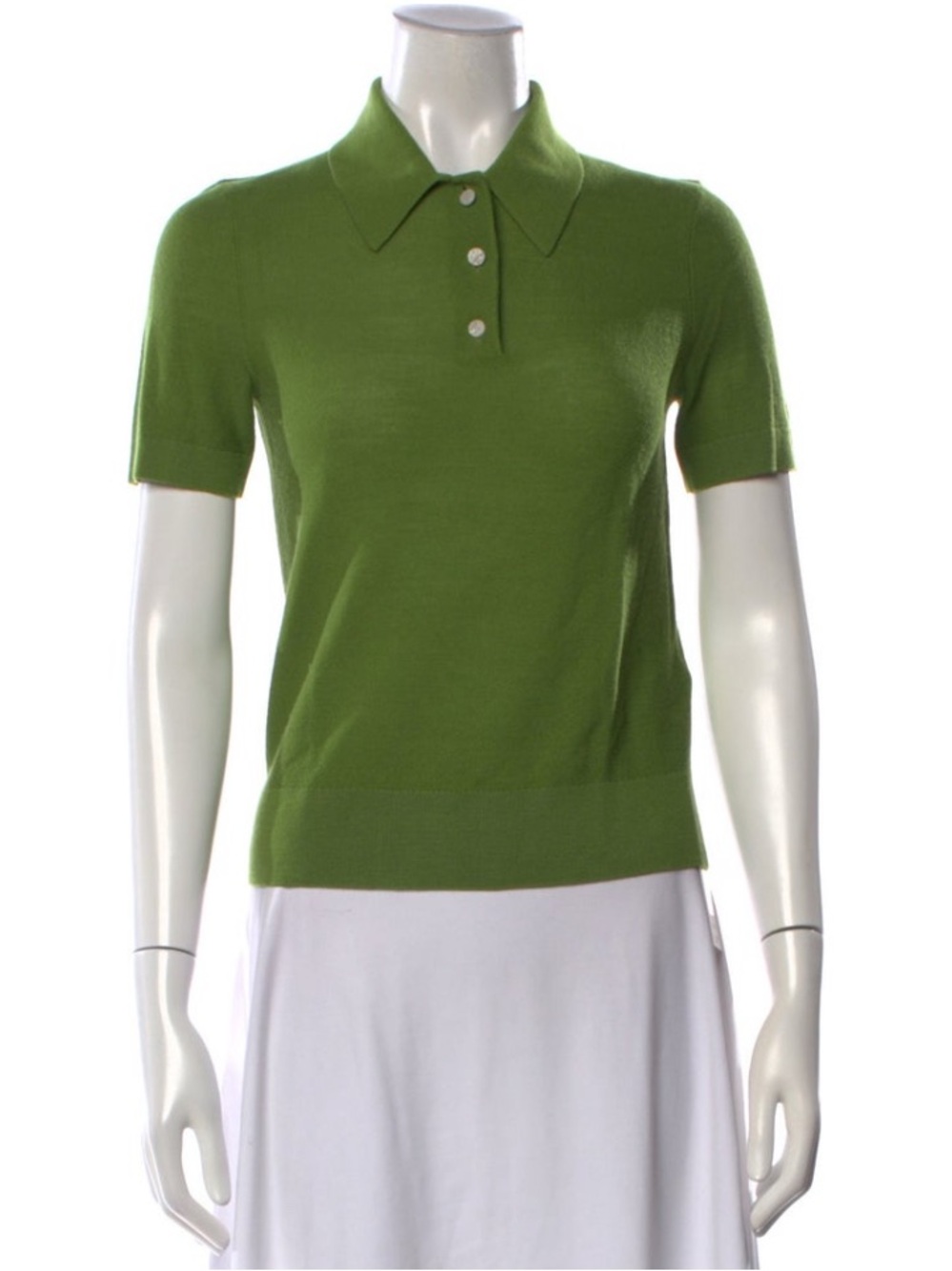 Tory Burch Wool Short Sleeve Polo Shirt Knit Top  Logo Buttons Small